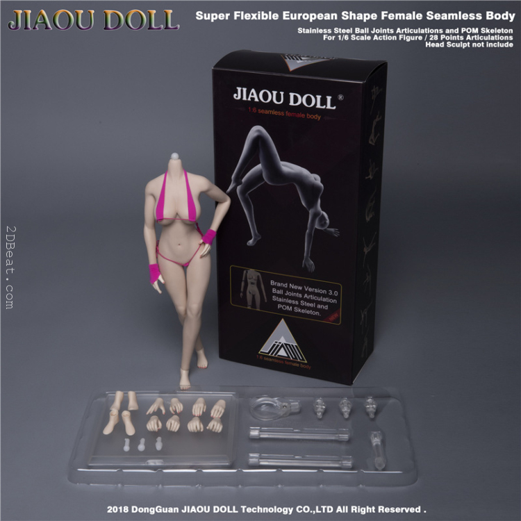 1/6 Scale Jiaou Doll JOQ-10E-BS01 Large Bust Caucasian Suntan Seamless Body With Detachable Foot 3.0