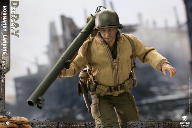 1/12 Scale CrazyFigure LW016 WWII U.S. Rangers On D-Day Machine Sergant