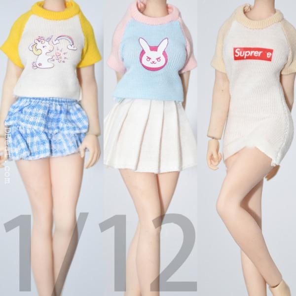 1/12 1:12 Tops Skirts Set for 6 Tbleague PHICEN Female Body 1/12 Phicen Clothes  1/12 Scale Female Dolls N0. T11-0-001785-0 