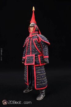 [In-stock] 1/6 China Qing Dynasty Blue With Red Trim Banner Helmet & Armour Accessories Set