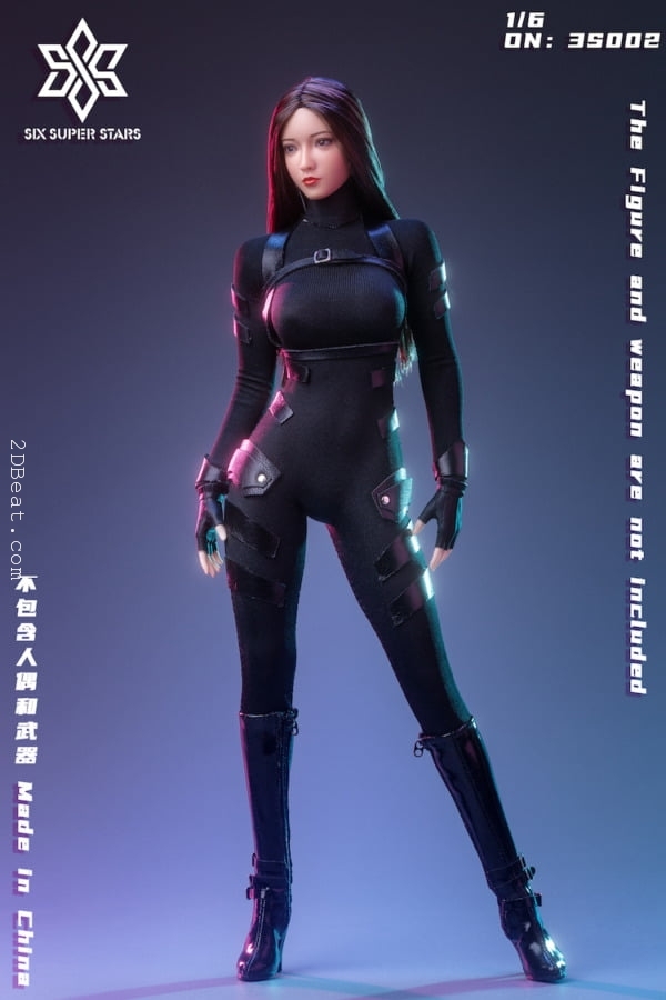 Female Agent Functional Combat Suit Set (Black) SA Toys - Machinegun