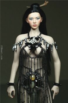 Phicen Female Custom 1/6 Goddess Metal Black Fringed Skirt Dress