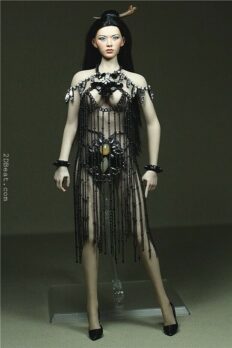 Phicen Female Custom 1/6 Goddess Metal Black Fringed Skirt Dress
