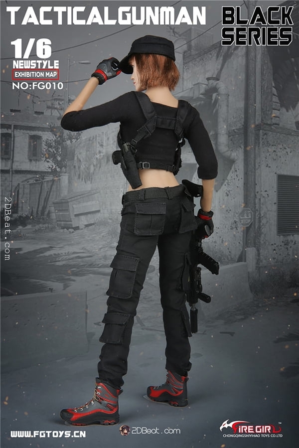 1/6 Fire Girl Toys FG010 Female Tactical Shooter Combat Black Uniform ⋆ ...