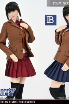 1:6 Scale Toyscentre TCT-022 School Uniform Coffee Coat Blue/Red Plaid Skirt