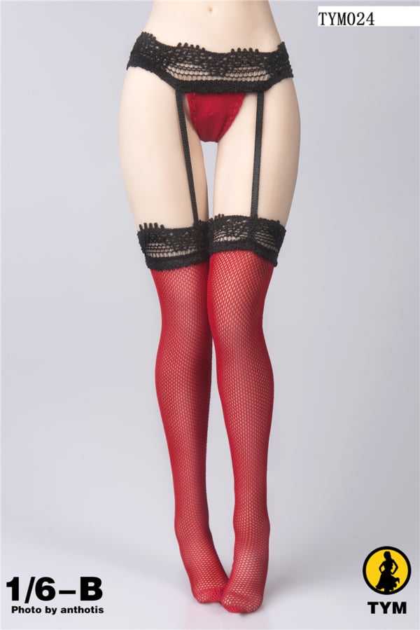 1:6 Scale Lace Garter Stockings Briefs for 12'' Action Figure Model Toy Red 
