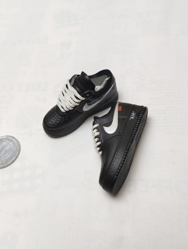 In-Stock] 1/6 Scale Nike Air Force 1 Low Black White Shoes Model