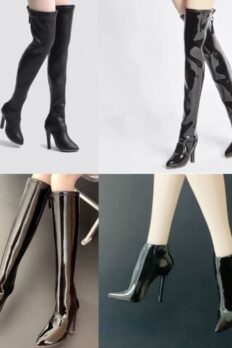 1/6 BLACK High-heeled Boots PEG BASED for 12'' FEMALE Figure Doll Accessory 