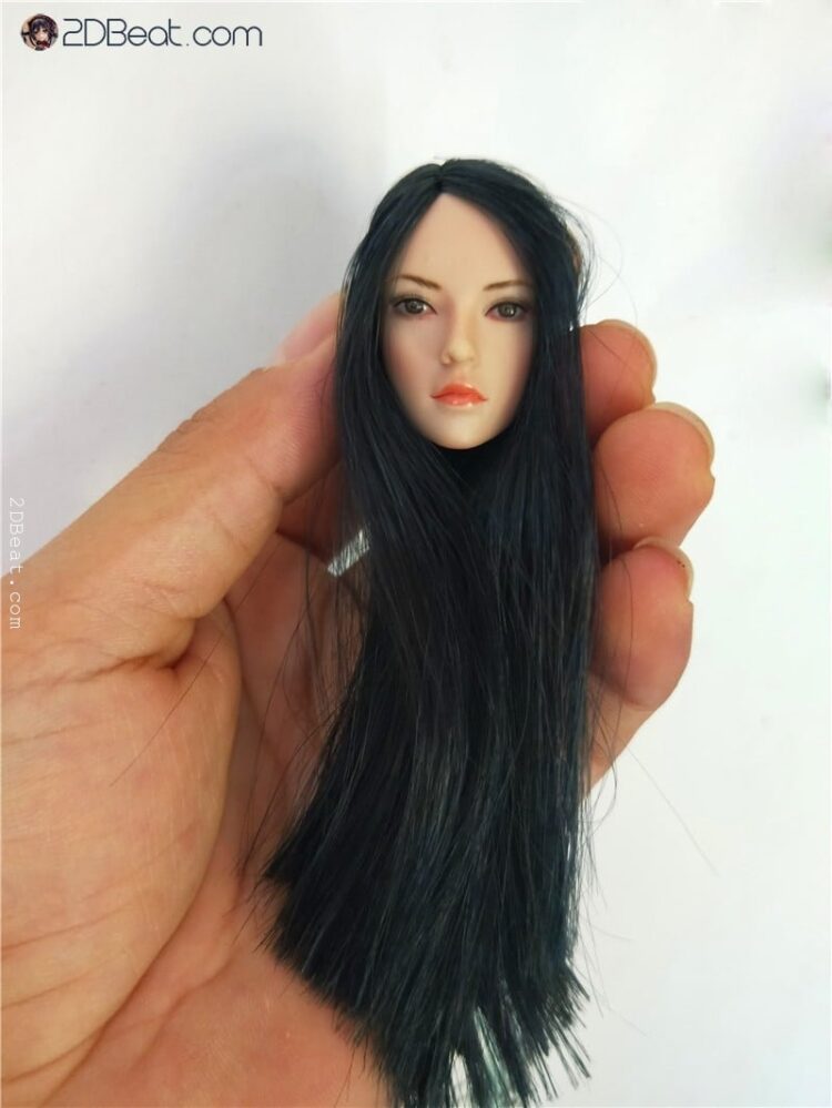 [In-Stock] 1/6 Scale Super Duck Asian Girl Head Sculpt Long Black Hair