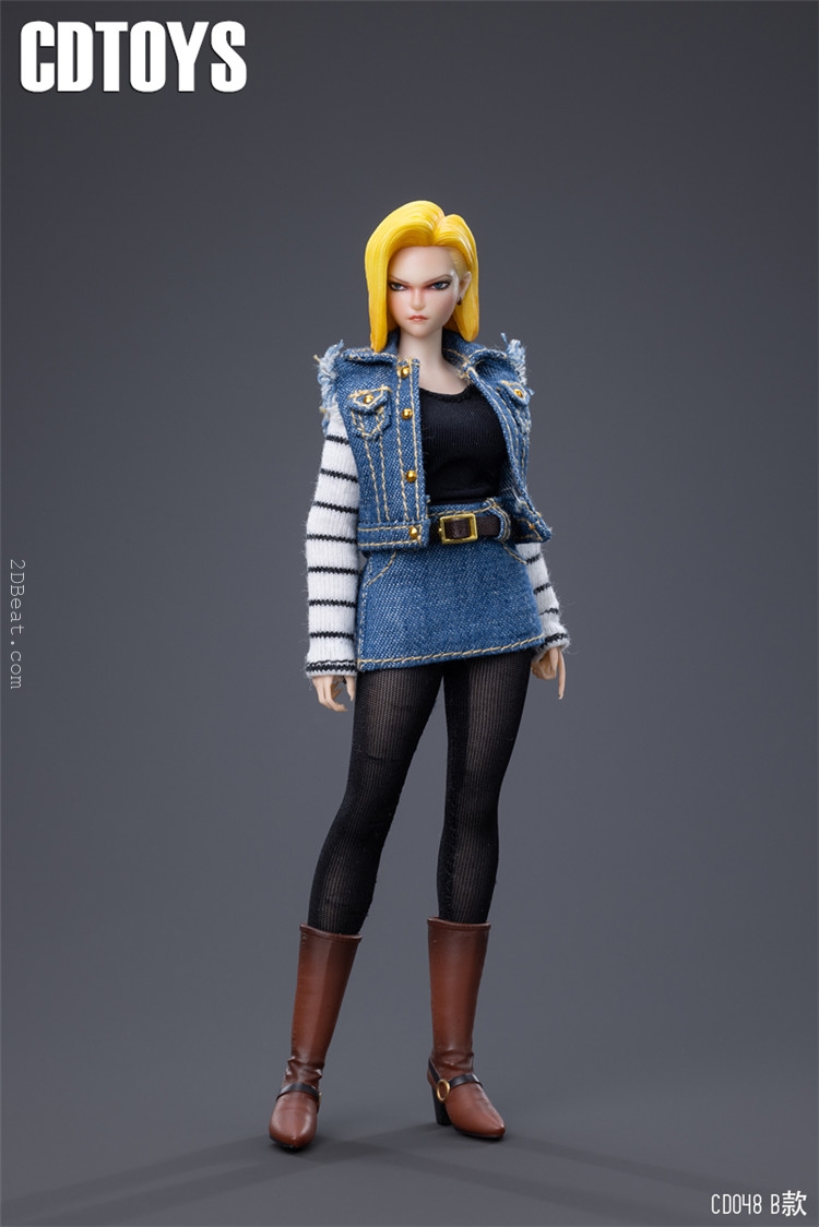 1/12 Scale Cdtoys CD048 Android 18 Head Sculpt & Costume set Fit 6