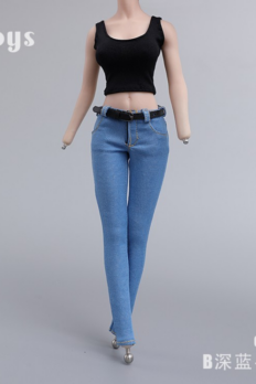 1/6 Scale CDtoys 023 - 025 Female Black Vest Jeans Shorts Clothes F 12” PH TBL JO Figure