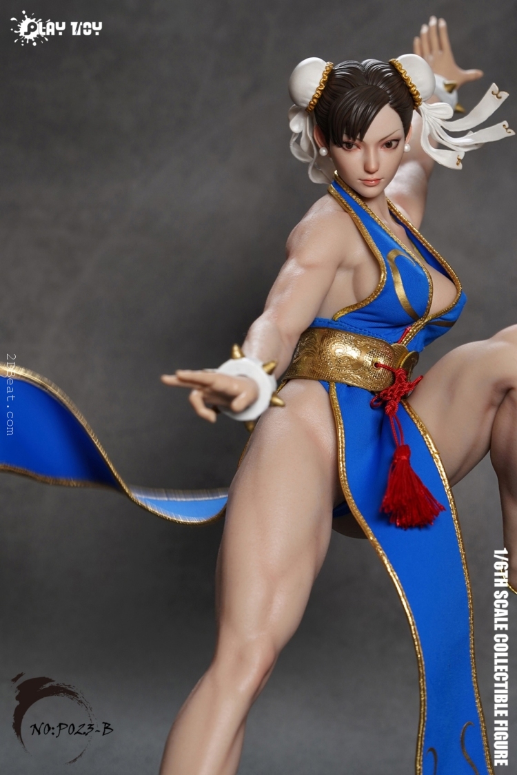[In-Stock] 1/6 Scale Play Toy P023B Lee Kung Fu Fighter Action Figure in Blue Outfit - Image 7