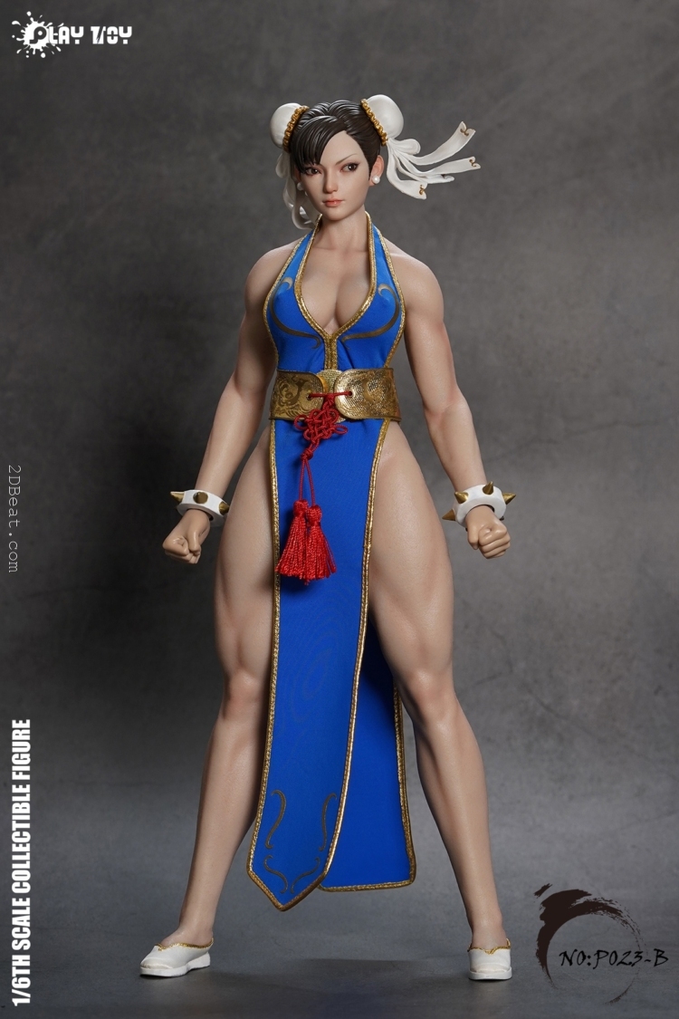 [In-Stock] 1/6 Scale Play Toy P023B Lee Kung Fu Fighter Action Figure in Blue Outfit - Image 4