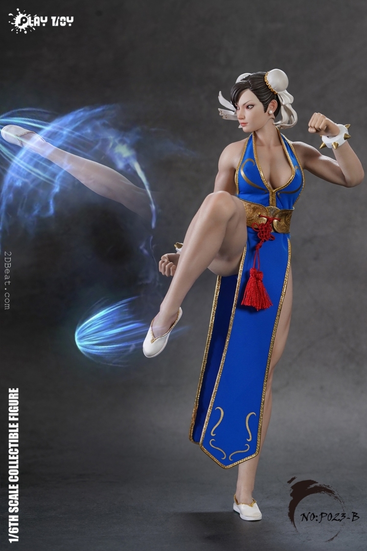 [In-Stock] 1/6 Scale Play Toy P023B Lee Kung Fu Fighter Action Figure in Blue Outfit - Image 3