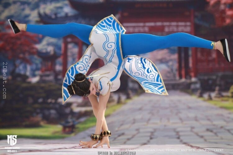[In-Stock] 1/6 Scale Star Man MS-011 Female Fighter Li Blue Cloud Patterned White Cheongsam Version Figure - Image 10