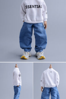 1/12 Scale Curved-Cut Pants for 6-Inch Romankey Casual Fashion Action Figure Outfit