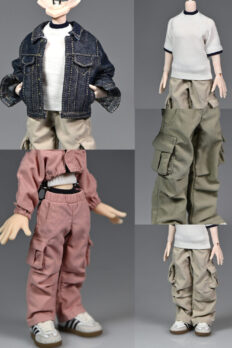 1/12 Scale Denim Jacket & Work Pants, Model Clothing Accessory for Mini BJD Dolls, figures