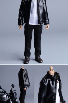 1/12 Scale Leather Jacket for 6-Inch BJD Articulated Figure Outfit