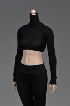 1/6 Scale Female Soldier Figure – Long-Sleeve Cropped Turtleneck Striped Knit Top