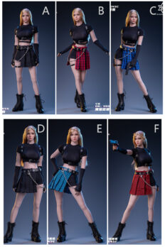 1/6 Scale Short-Sleeve Top & Pleated Skirt, Trendy Plaid Mini Skirt, Doll Clothing Accessories