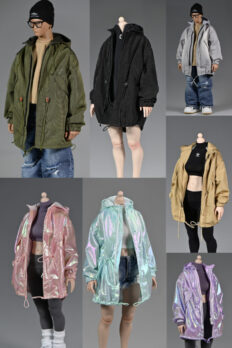 1/6 Scale Male & Female Figures – Trendy Military Vintage Loose-Fit Coat
