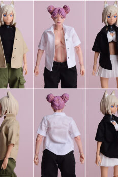 1/12 Scale Mid-Sleeve Button-Up Shirt / Cardigan – Compatible with Mecha Girl, TBL, SHF, Figma 6-Inch Bodies