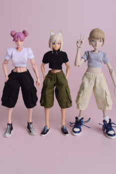 1/12 Scale Mecha Girl Short-Sleeve T-Shirt & Utility Mid-Length Pants