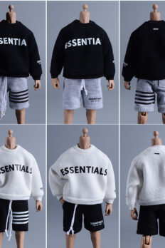 1/12 Scale Streetwear Letter Long-Sleeve Hoodie & Shorts Set for 6-Inch Trendy Action Figures