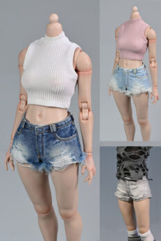1/6 Scale Washed Denim Hot Shorts for 12-Inch Action Figure Clothing Accessories
