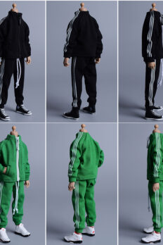 1/12 Scale Triple-Stripe Zip-Up Tracksuit Set Hoodie – 6-Inch Action Figure Outfit