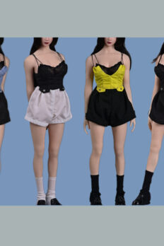 1/6 Scale Trendy Outfit Spaghetti-Strap Jumpsuit Set with Lace Underwear