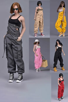 1/6 Scale Trendy Casual Overalls Jumpsuit Set – Loose Utility Jogger Pants Outfit