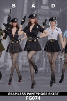 1/6 Scale Fire Girl Toys Female Figure Police-Style Skirt Outfit with Seamless Stockings Set