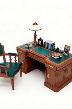 1/12 Scale Miniature Retro American Office Desk & Chair Model – BJD Dollhouse Furniture