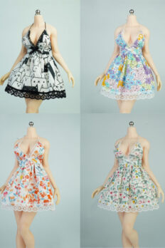 1/6 Scale Female Figure Outfit - Floral Puff Dress for Seamless Body