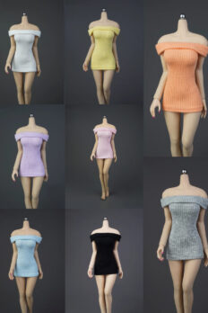 1/6 Scale Off-Shoulder Knit Sweater Mini Dress, Compatible with TBLeague Seamless Bodies