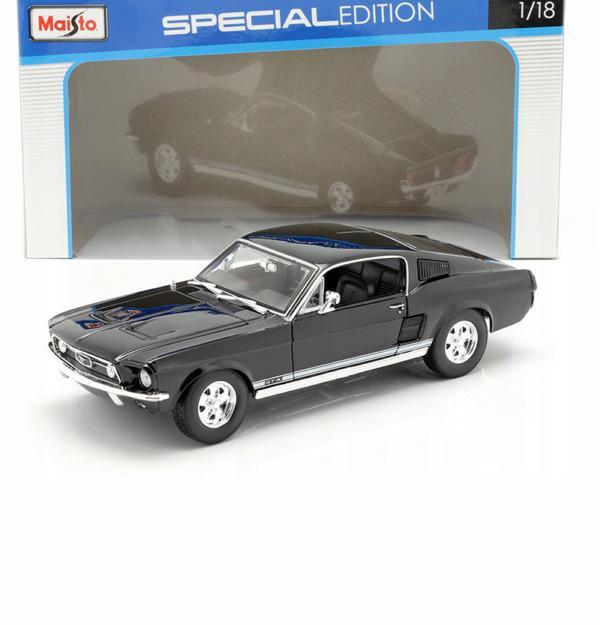 [In-Stock] 1:18 Scale Maisto 1967 Ford Mustang GTA FastBack Black 31166  Diecast Model Toy Car